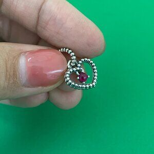 Pandora July Blazing Red Beaded Heart Dangle Charm